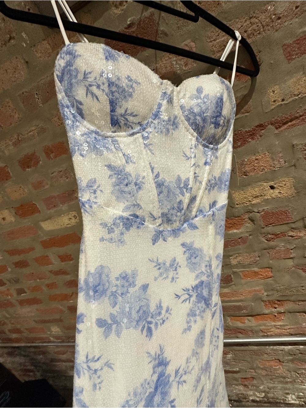 Windsor Light Blue Floral Bustier Maxi Dress